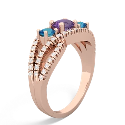 Amethyst Three Stone Aurora 14K Rose Gold ring R3080