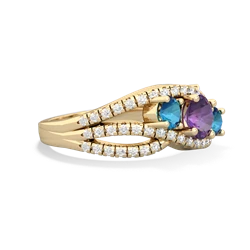 Amethyst Three Stone Aurora 14K Yellow Gold ring R3080