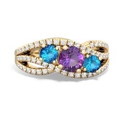 Amethyst Three Stone Aurora 14K Yellow Gold ring R3080