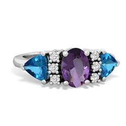 Amethyst Antique Style Three Stone 14K White Gold ring R2186