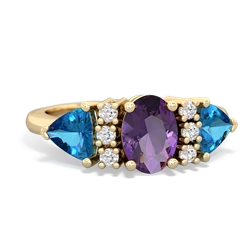 Amethyst Antique Style Three Stone 14K Yellow Gold ring R2186