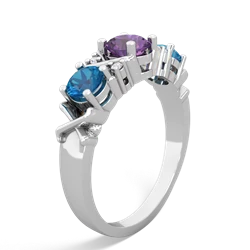 Amethyst Hugs And Kisses 14K White Gold ring R5016