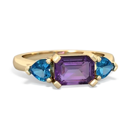 Amethyst Three Stone 14K Yellow Gold ring R5235