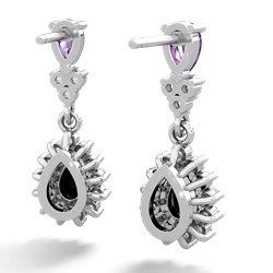 Amethyst Halo Pear Dangle 14K White Gold earrings E1882