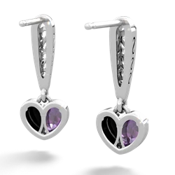 Amethyst Filligree Heart 14K White Gold earrings E5070