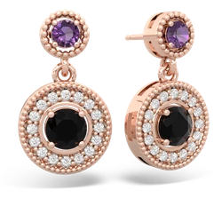 Amethyst Halo Dangle 14K Rose Gold earrings E5319