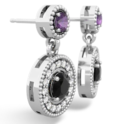 Amethyst Halo Dangle 14K White Gold earrings E5319