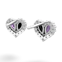 Amethyst Halo 14K White Gold earrings E7008