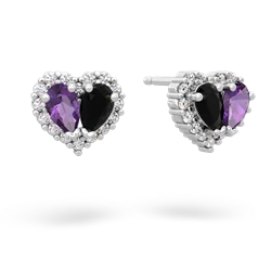 Amethyst Halo 14K White Gold earrings E7008