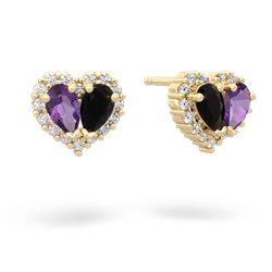 Amethyst Halo 14K Yellow Gold earrings E7008