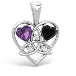 Amethyst Celtic Trinity Heart 14K White Gold pendant P5331