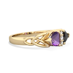 Amethyst Celtic Knot Double Heart 14K Yellow Gold ring R5040