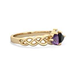 Amethyst Heart To Heart Braid 14K Yellow Gold ring R5870