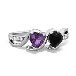 Amethyst Side By Side 14K White Gold ring R3090