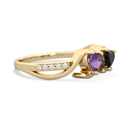 Amethyst Side By Side 14K Yellow Gold ring R3090