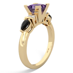 Amethyst 6Mm Princess Eternal Embrace Engagement 14K Yellow Gold ring C2002