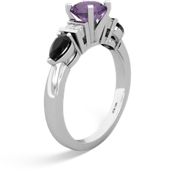 Amethyst 6Mm Round Eternal Embrace Engagement 14K White Gold ring R2005