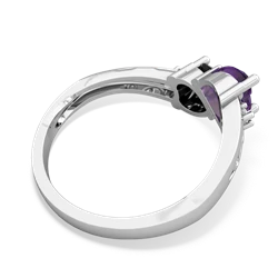 Amethyst Snuggling Hearts 14K White Gold ring R2178