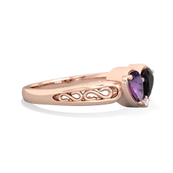 Amethyst Filligree 'One Heart' 14K Rose Gold ring R5070