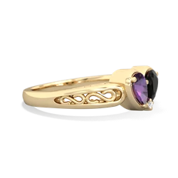 Amethyst Filligree 'One Heart' 14K Yellow Gold ring R5070