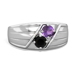 Amethyst Men's Streamline 14K White Gold ring R0460