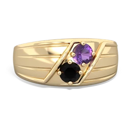 Amethyst Men's Streamline 14K Yellow Gold ring R0460