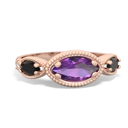 Amethyst Milgrain Marquise 14K Rose Gold ring R5700