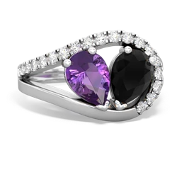 Amethyst Nestled Heart Keepsake 14K White Gold ring R5650