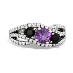 Amethyst Three Stone Aurora 14K White Gold ring R3080