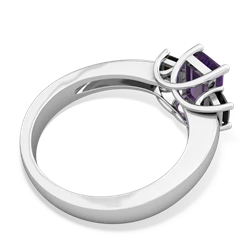 Amethyst Three Stone Emerald-Cut Trellis 14K White Gold ring R4021