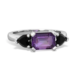 Amethyst Three Stone 14K White Gold ring R5235