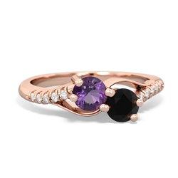 Amethyst Infinity Pave Two Stone 14K Rose Gold ring R5285