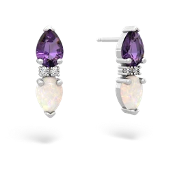 Amethyst Bowtie Drop 14K White Gold earrings E0865