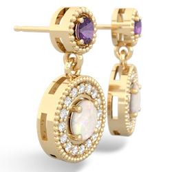 Amethyst Halo Dangle 14K Yellow Gold earrings E5319