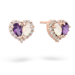 Amethyst Halo 14K Rose Gold earrings E7008