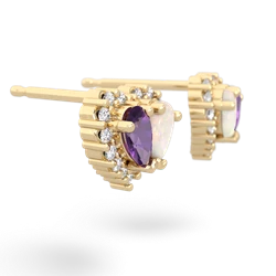 Amethyst Halo 14K Yellow Gold earrings E7008