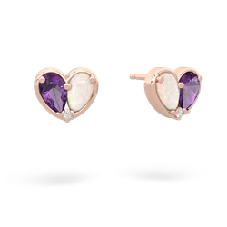 Amethyst 'Our Heart' 14K Rose Gold earrings E5072