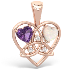 Amethyst Celtic Trinity Heart 14K Rose Gold pendant P5331