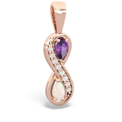 Amethyst Diamond Infinity 14K Rose Gold pendant P5390