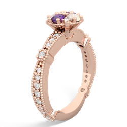 Amethyst Sparkling Tiara Cluster 14K Rose Gold ring R26293RD