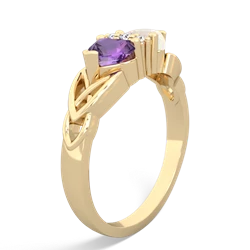 Amethyst Celtic Knot Double Heart 14K Yellow Gold ring R5040