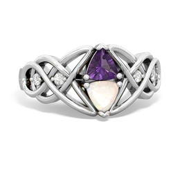 Amethyst Keepsake Celtic Knot 14K White Gold ring R5300