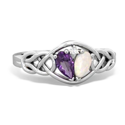 Amethyst Celtic Love Knot 14K White Gold ring R5420