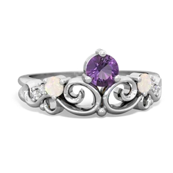 Amethyst Crown Keepsake 14K White Gold ring R5740