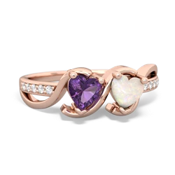 Amethyst Side By Side 14K Rose Gold ring R3090