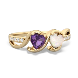 Amethyst Side By Side 14K Yellow Gold ring R3090