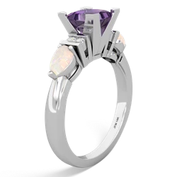 Amethyst 6Mm Princess Eternal Embrace Engagement 14K White Gold ring C2002