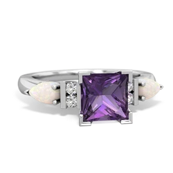 Amethyst 6Mm Princess Eternal Embrace Engagement 14K White Gold ring C2002