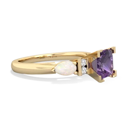 Amethyst 6Mm Princess Eternal Embrace Engagement 14K Yellow Gold ring C2002