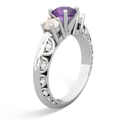 Amethyst Art Deco Eternal Embrace Engagement 14K White Gold ring C2003